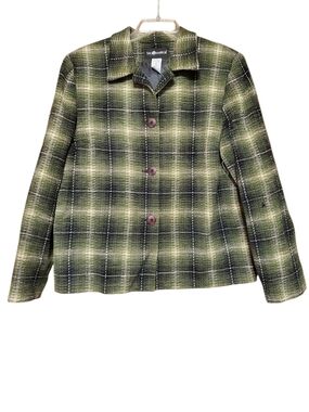 Sag Harbor Green Plaid Button-Front Blazer